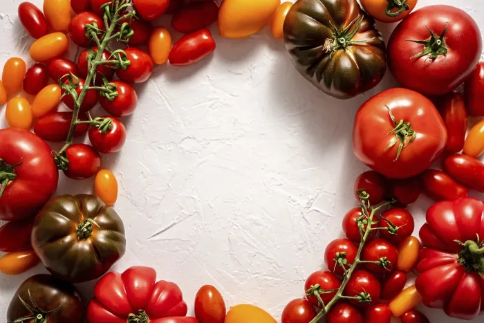 Framed Print : Tomatoes on the Table Print: A Colorful Flat Lay Composition Framed Print : Tomatoes on the Table Print: A Colorful Flat Lay Composition