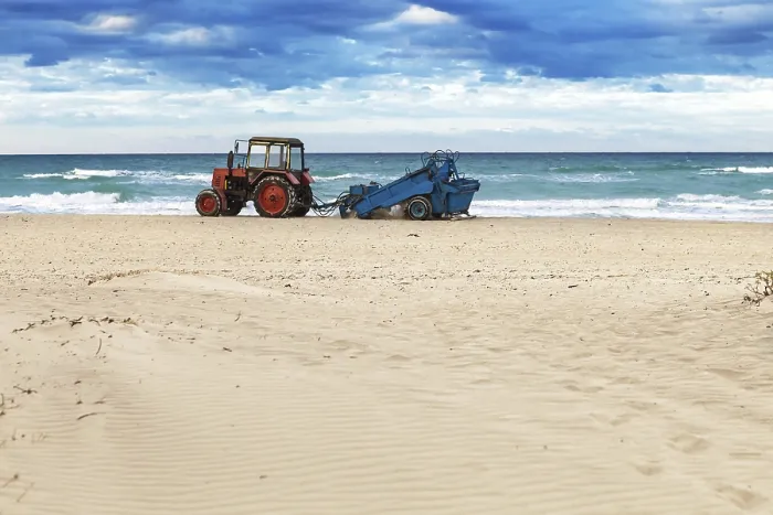 Framed Print : Tractor on the Sandy Beach Print Framed Print : Tractor on the Sandy Beach Print
