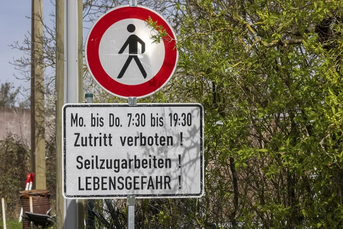 Framed Print : Traffic Sign - No Passing, Cable Pulling Work Framed Print : Traffic Sign - No Passing, Cable Pulling Work