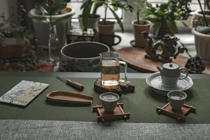Framed Print : A Tranquil Tea Set Print with Elegant Accents Framed Print : A Tranquil Tea Set Print with Elegant Accents
