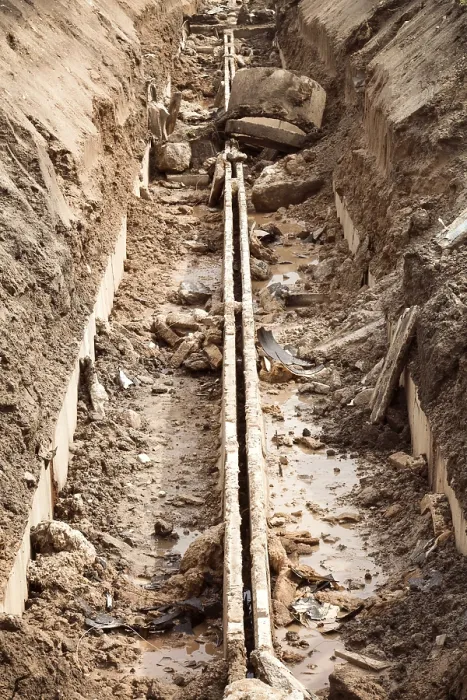 Framed Print : Empty Trench of Engineering Heating Systems Print Framed Print : Empty Trench of Engineering Heating Systems Print