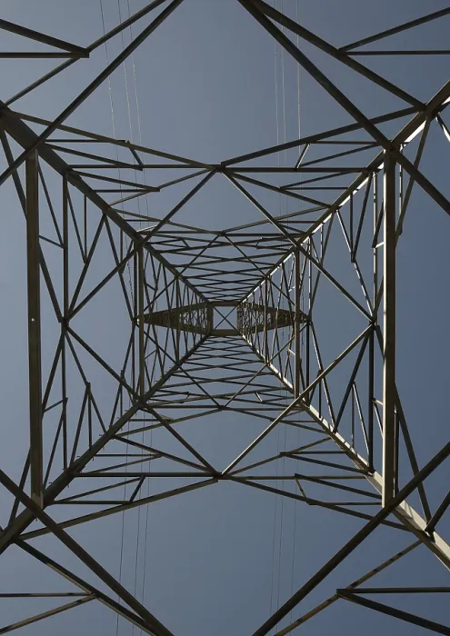 Framed Print : Triangular Bracing in a Power Pylon Print Framed Print : Triangular Bracing in a Power Pylon Print