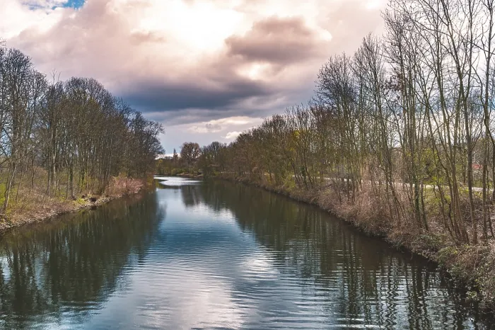 Framed Print : Print of the Leine River Tributary in Hanover, Germany Framed Print : Print of the Leine River Tributary in Hanover, Germany