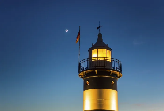 Framed Print : Upper Segment of Illuminated Lighthouse Print at Night Framed Print : Upper Segment of Illuminated Lighthouse Print at Night