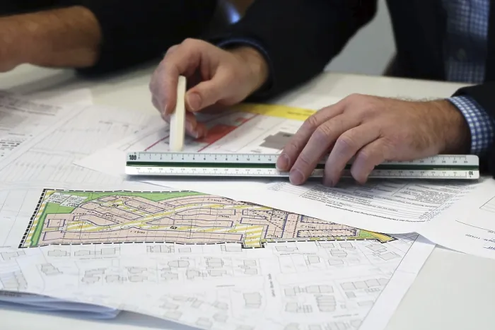Framed Print : Urban Development Plan Print on Desk Framed Print : Urban Development Plan Print on Desk
