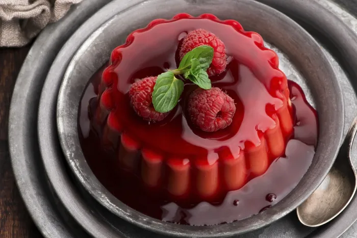 Framed Print : Vanilla Pudding Print with Raspberry and Sauce Framed Print : Vanilla Pudding Print with Raspberry and Sauce