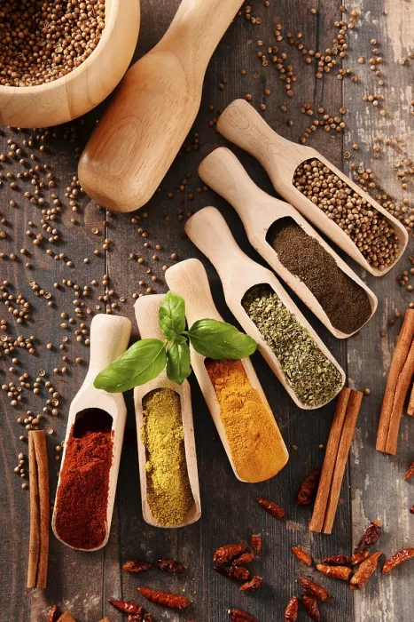 Framed Print : Variety of Spices Print on Kitchen Table Framed Print : Variety of Spices Print on Kitchen Table