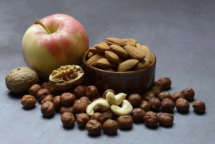 Framed Print : Various Nuts and Apple Print Framed Print : Various Nuts and Apple Print