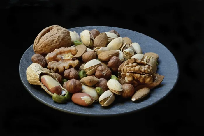 Framed Print : Various Nuts on Plates, Germany Print Framed Print : Various Nuts on Plates, Germany Print