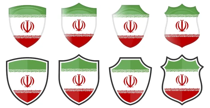 Framed Print : Vertical Iran Flag in Shield Shape Print Framed Print : Vertical Iran Flag in Shield Shape Print