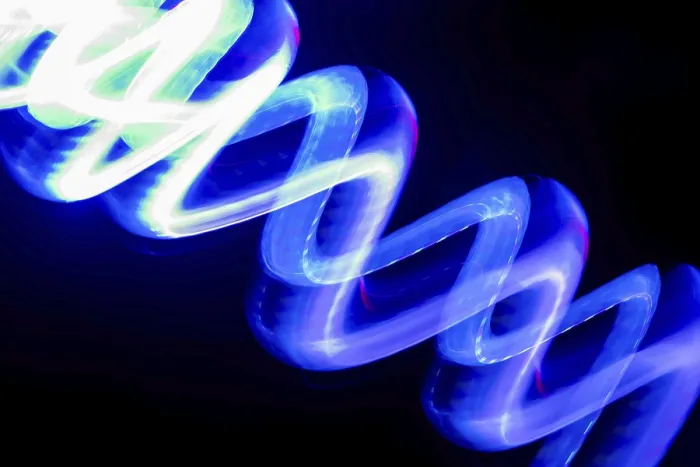 Framed Print : Vibrant Blue Neon Light Trails Print Framed Print : Vibrant Blue Neon Light Trails Print