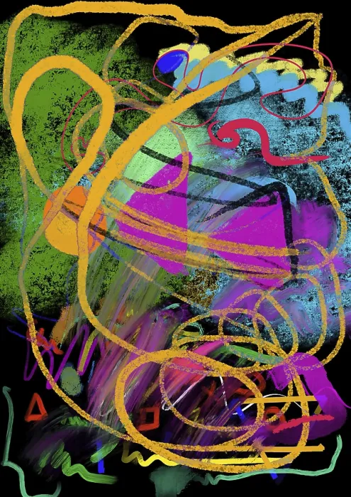 Framed Print : Vibrant Abstract Composition Print in Bold Colors