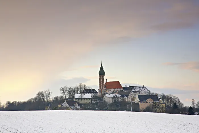 Framed Print : View of the Andechs Monastery in Winter Print, Germany Framed Print : View of the Andechs Monastery in Winter Print, Germany