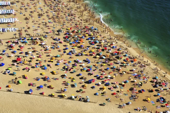 Framed Print : View from Above: Nazare Beach Scene Print Framed Print : View from Above: Nazare Beach Scene Print