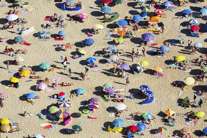 Framed Print : View from above of anonymous crowd, Holiday Beach Print Framed Print : View from above of anonymous crowd, Holiday Beach Print