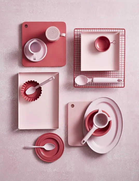 Framed Print : Pink Kitchen Utensils and Crockery Print Framed Print : Pink Kitchen Utensils and Crockery Print
