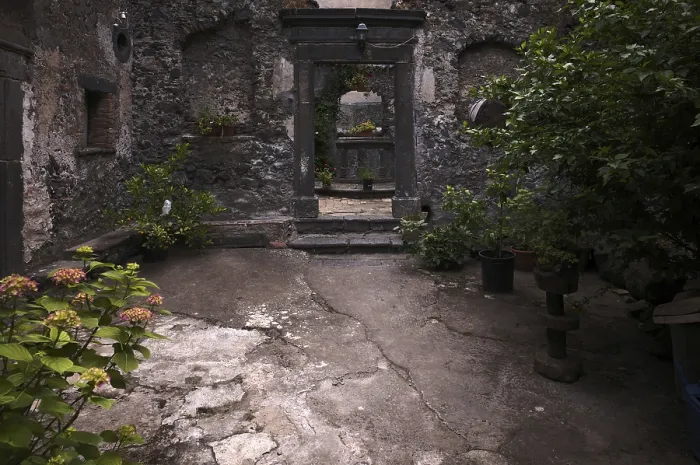 Framed Print : View into Backyard, Volcanic Rock Print, Randazzo, Sicily