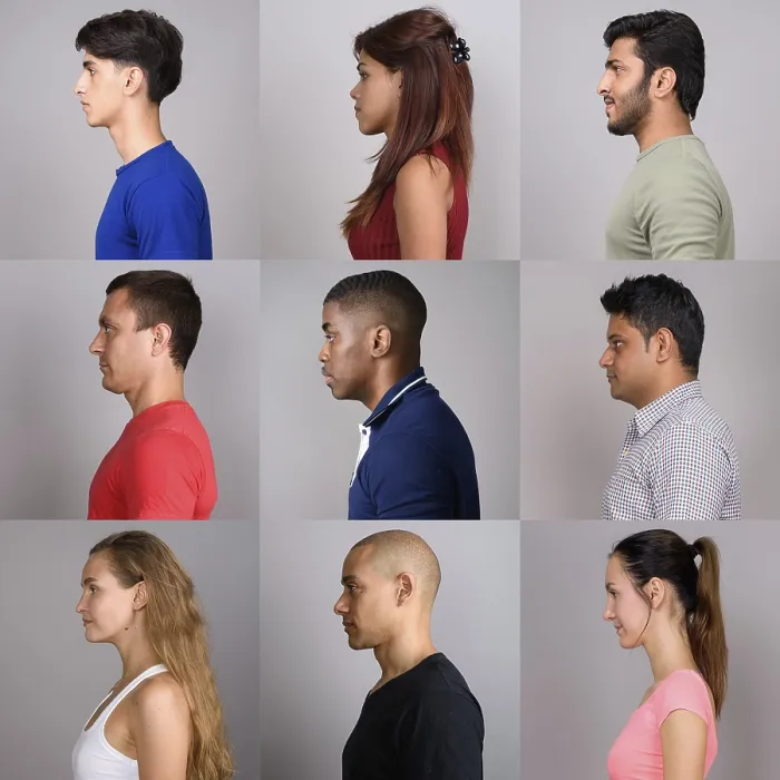 Framed Print : Side View Collage Print of People Faces