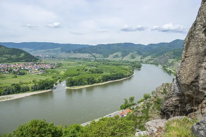 Framed Print : View from Durnstein Castle in Spring Print, Austria