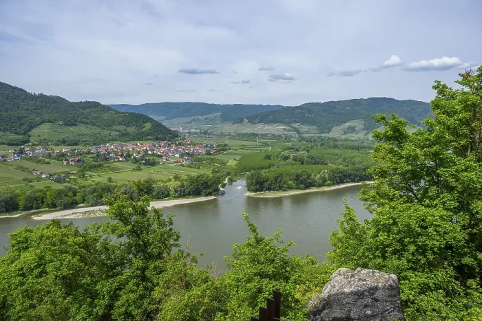 Framed Print : View from Durnstein Castle in Spring Print, Wachau Austria Framed Print : View from Durnstein Castle in Spring Print, Wachau Austria