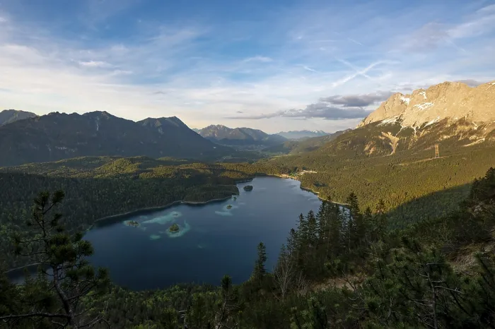 Framed Print : View over Eibsee Lake at Sunset Print, Germany