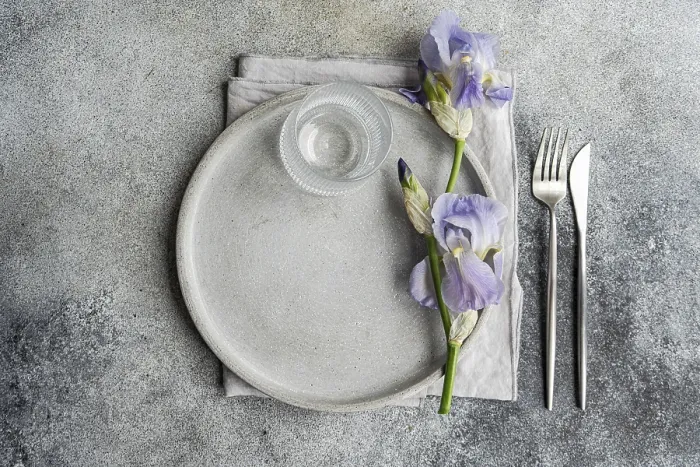 Framed Print : Elegant Table Setting Concrete Plate Print Framed Print : Elegant Table Setting Concrete Plate Print