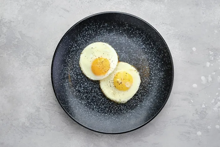 Framed Print : Top View Print of Two Fried Eggs on a Plate Framed Print : Top View Print of Two Fried Eggs on a Plate