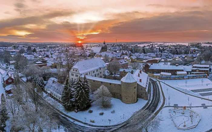 Framed Print : View over Harzgerode Sunrise Print
