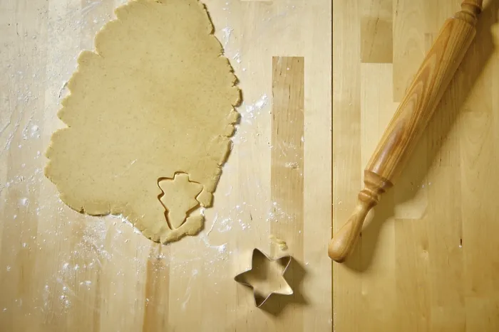 Framed Print : Top View of Kitchen Table with Rolled Out Cookie Dough Print Framed Print : Top View of Kitchen Table with Rolled Out Cookie Dough Print
