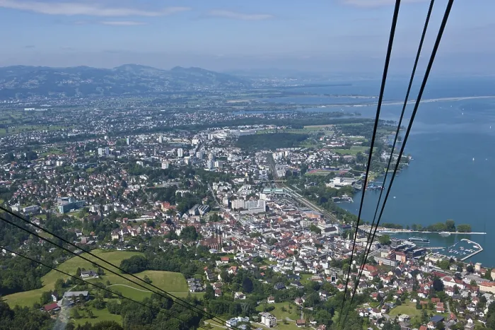 Framed Print : View from the Pfaender cable car Print over Bregenz, Austria Framed Print : View from the Pfaender cable car Print over Bregenz, Austria
