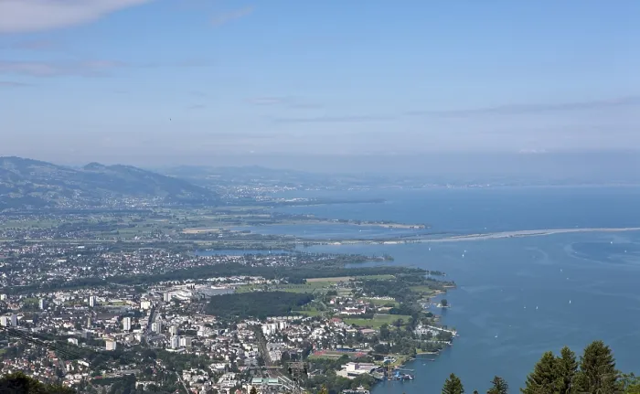 Framed Print : View from the Pfaender cable car over Bregenz Print, Austria