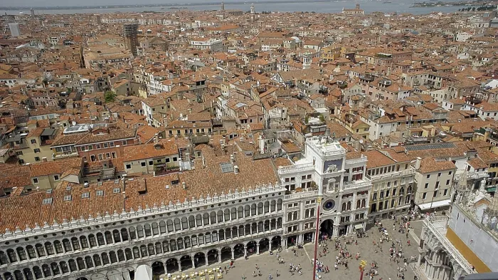 Framed Print : View from above of St. Mark's Square and the rooftops of Venice Print, Italy Framed Print : View from above of St. Mark's Square and the rooftops of Venice Print, Italy