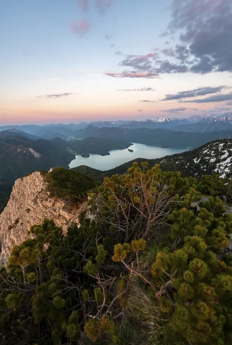 Framed Print : View from the summit of Herzogstand Print, Walchensee at sunset Framed Print : View from the summit of Herzogstand Print, Walchensee at sunset