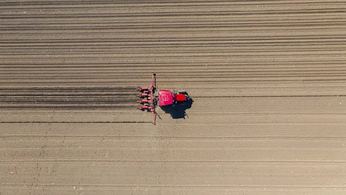 Framed Print : Above Top View Tractor Pulling Seeder Print Framed Print : Above Top View Tractor Pulling Seeder Print