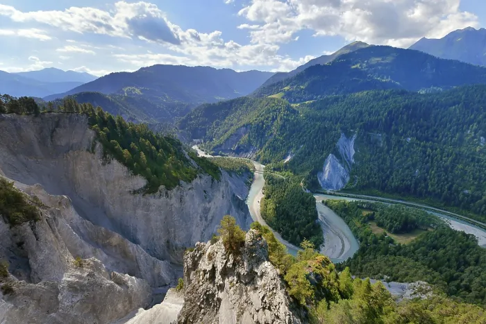 Framed Print : View from Viewing Platform II, Vorderrhein River Loop Print Framed Print : View from Viewing Platform II, Vorderrhein River Loop Print