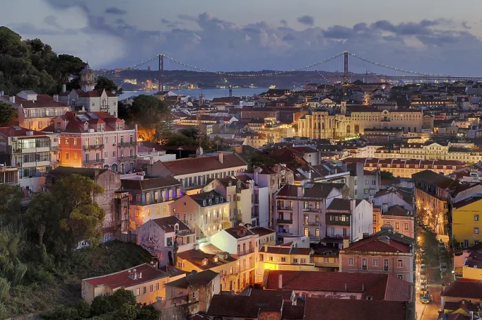 Framed Print : Lisbon Evening View Print, Portugal Framed Print : Lisbon Evening View Print, Portugal