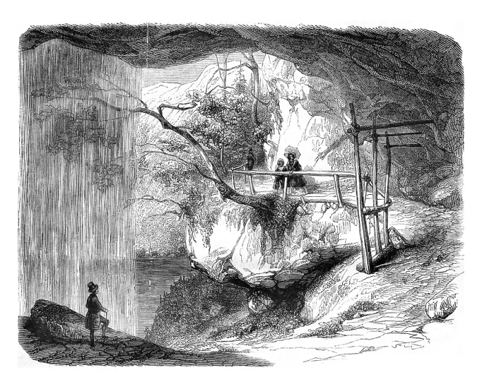 Framed Print : Vintage Print of Giessbach Waterfall, 1846