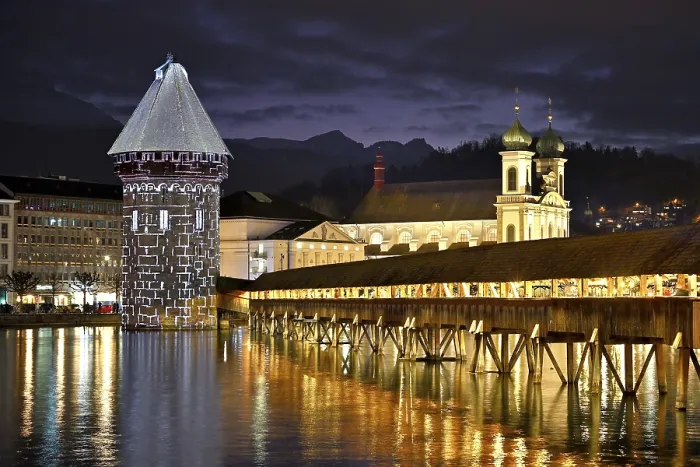 Framed Print : Lucerne, Switzerland - Wasserturm at Dusk Print Framed Print : Lucerne, Switzerland - Wasserturm at Dusk Print