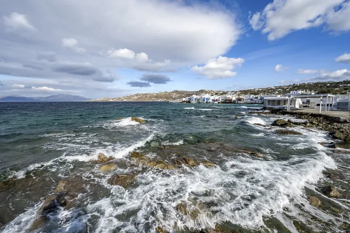 Framed Print : Waves Breaking on Mykonos Beach Print Framed Print : Waves Breaking on Mykonos Beach Print