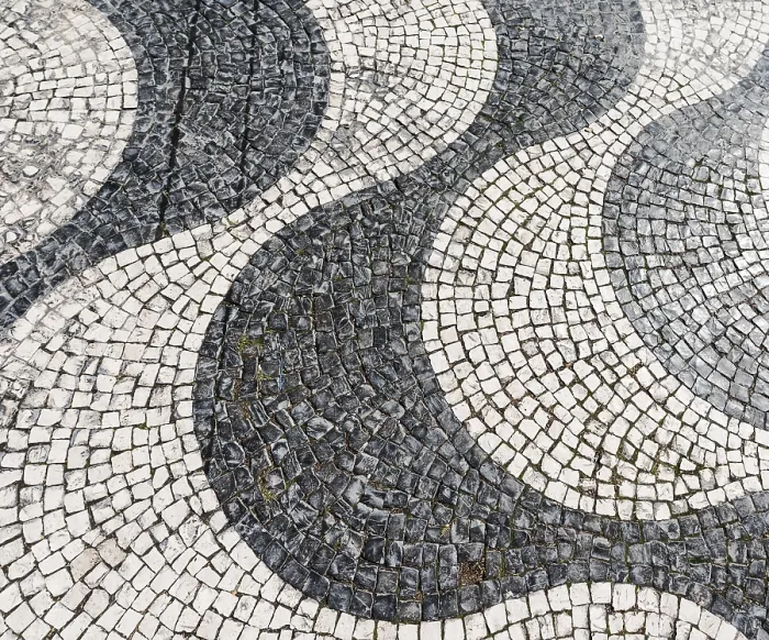 Framed Print : Wavy Pattern in Cobblestone Pavement Print, Lisbon Framed Print : Wavy Pattern in Cobblestone Pavement Print, Lisbon