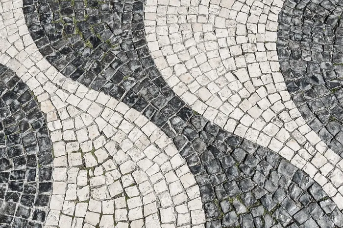 Framed Print : Wavy Pattern in Cobblestone Pavement Print, Lisbon Framed Print : Wavy Pattern in Cobblestone Pavement Print, Lisbon