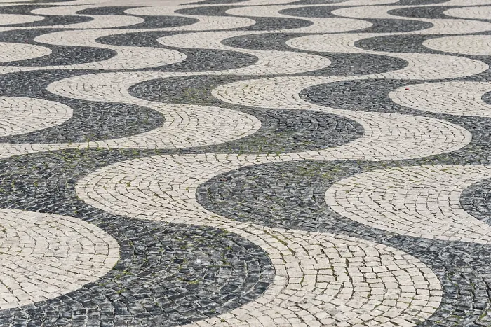 Framed Print : Wavy Pattern in Cobblestone Pavement Print, Lisbon Framed Print : Wavy Pattern in Cobblestone Pavement Print, Lisbon