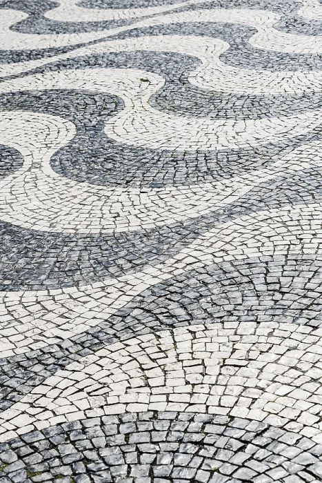 Framed Print : Wavy Pattern in Cobblestone Pavement Print, Lisbon Framed Print : Wavy Pattern in Cobblestone Pavement Print, Lisbon