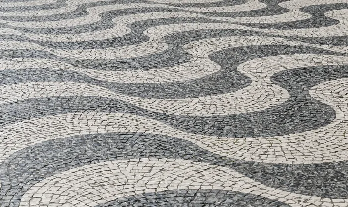 Framed Print : Wavy Pattern in Cobblestones Print, Lisbon, Portugal Framed Print : Wavy Pattern in Cobblestones Print, Lisbon, Portugal