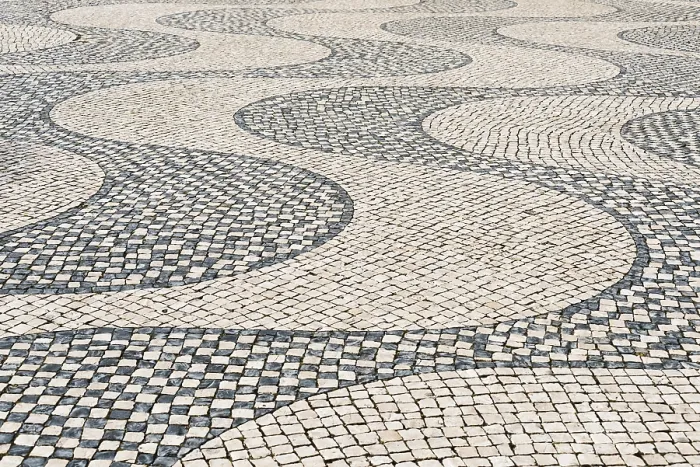 Framed Print : Wavy Cobblestone Pattern Print, Belém, Lisbon Framed Print : Wavy Cobblestone Pattern Print, Belém, Lisbon