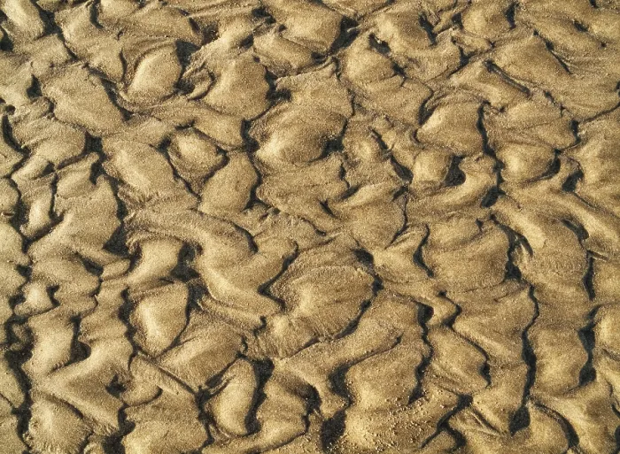 Framed Print : Wavy Pattern in Cadiz Beach Sand Print, Spain Framed Print : Wavy Pattern in Cadiz Beach Sand Print, Spain