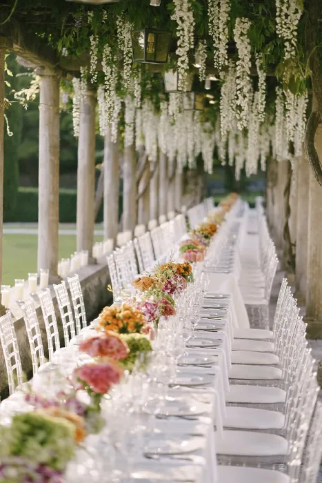 Framed Print : Wedding Dinner Table Reception Print under Wisteria Columns