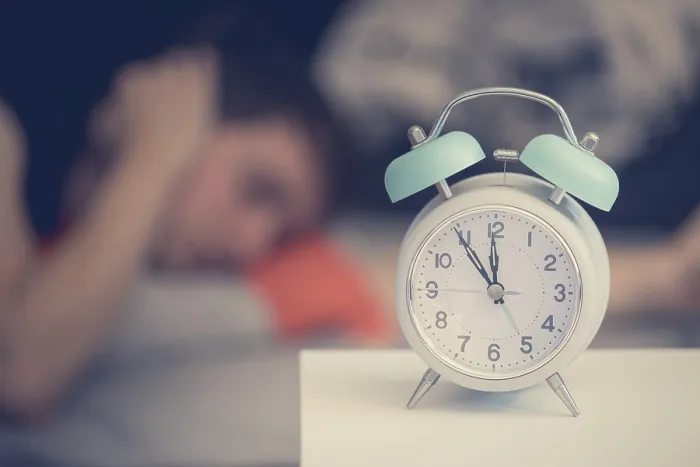 Framed Print : White Alarm Clock Print: Young Struggles with Insomnia Framed Print : White Alarm Clock Print: Young Struggles with Insomnia