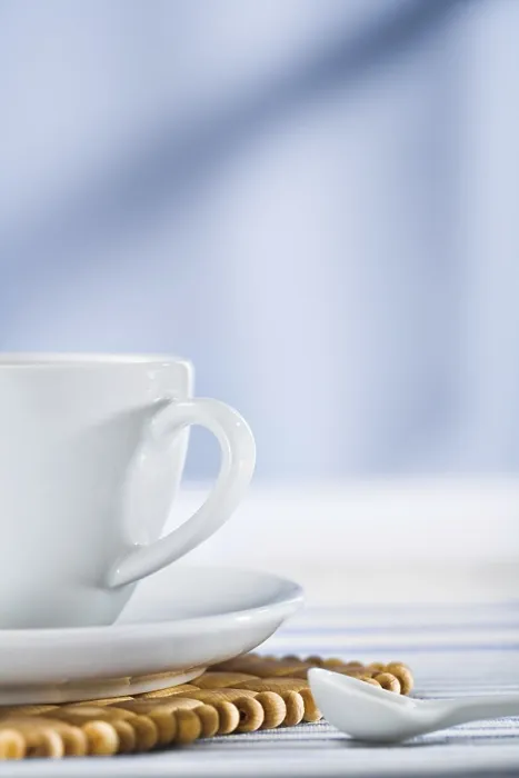 Framed Print : White Coffee Cup and Spoon Print Framed Print : White Coffee Cup and Spoon Print