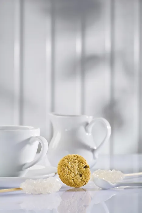 Framed Print : White Coffee Items on Table Print Framed Print : White Coffee Items on Table Print